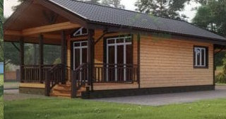 Проект одноэтажного дома из бруса с террасой - Строительство в Полысаево от Строй-Плс от 136461 руб.
